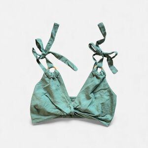 Anthropologie Seafoam Green Smocked Top